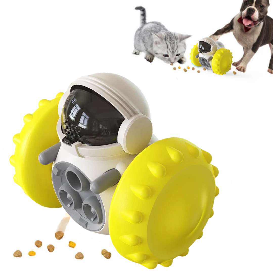 Juguete dispensador de snacks con forma de robot para mascotas: diversión interactiva que estimula la mente física y mental de tu mascota